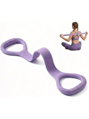✨Figure 8 Silicone Resistance Purple Band with Handles Yoga Pilates Stretch